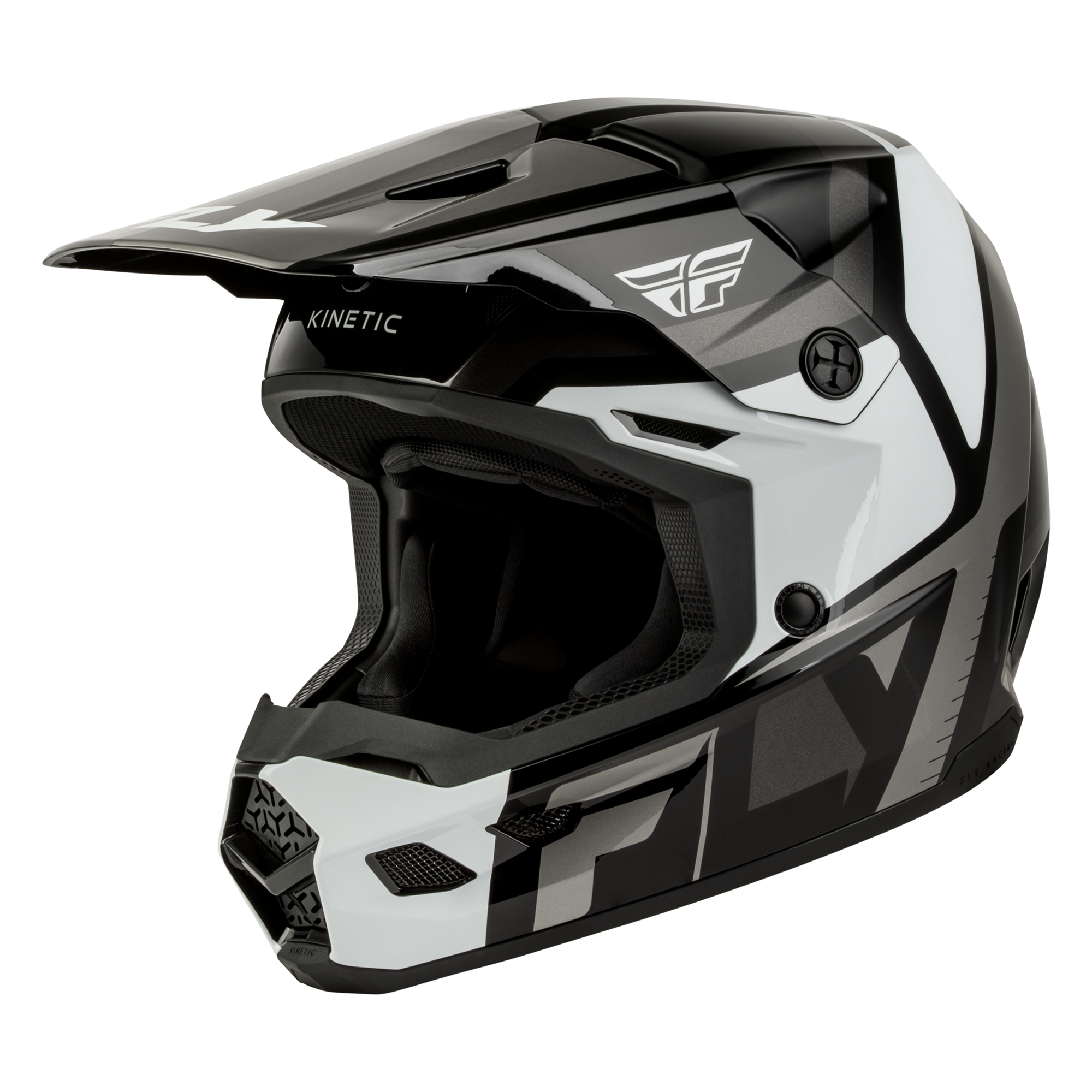Fly Racing YOUTH Kinetic Scrap MX Helmet Black/White/Grey
