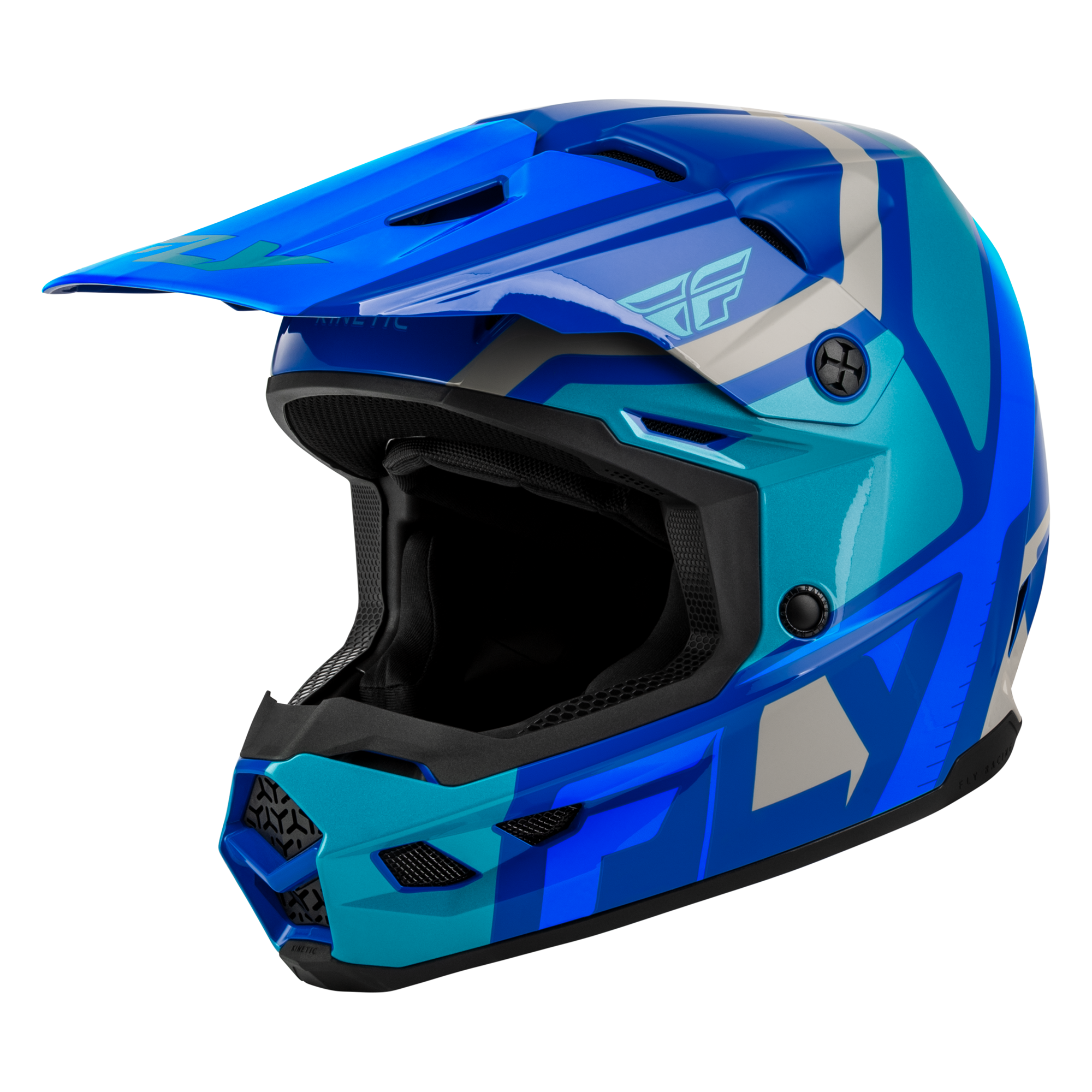 Fly Racing YOUTH Kinetic Scrap MX Helmet Blue/Light Blue/Grey