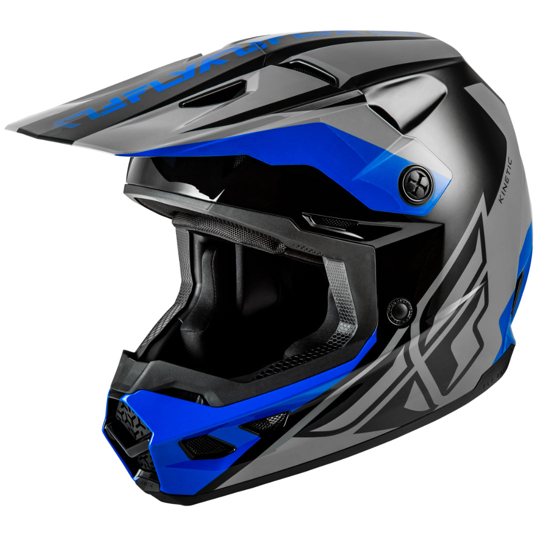 Fly Kinetic Crest MX Helmet Grey/Black/Blue