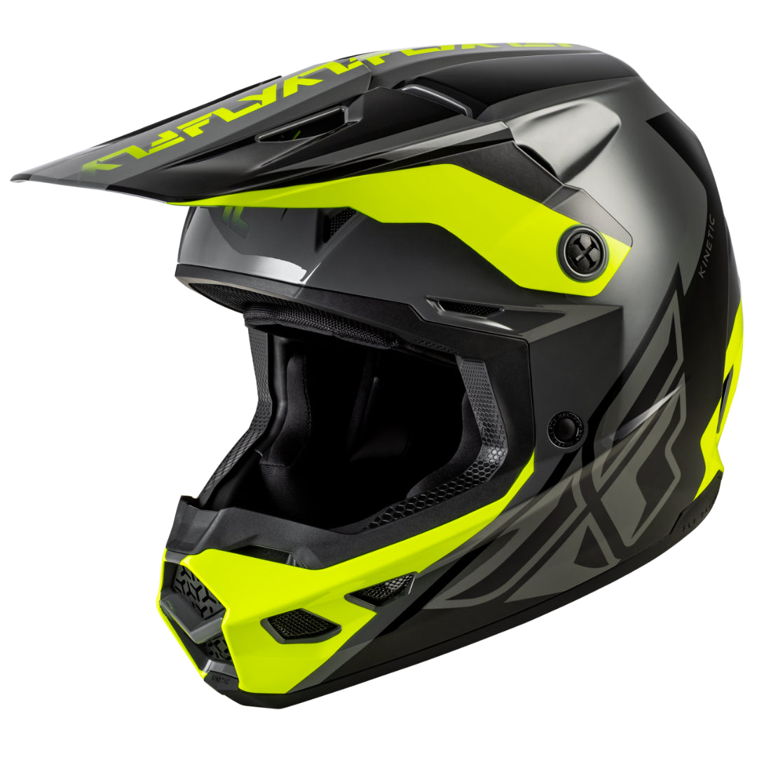 Fly Kinetic Crest MX Helmet Grey/Black/Hi-Viz