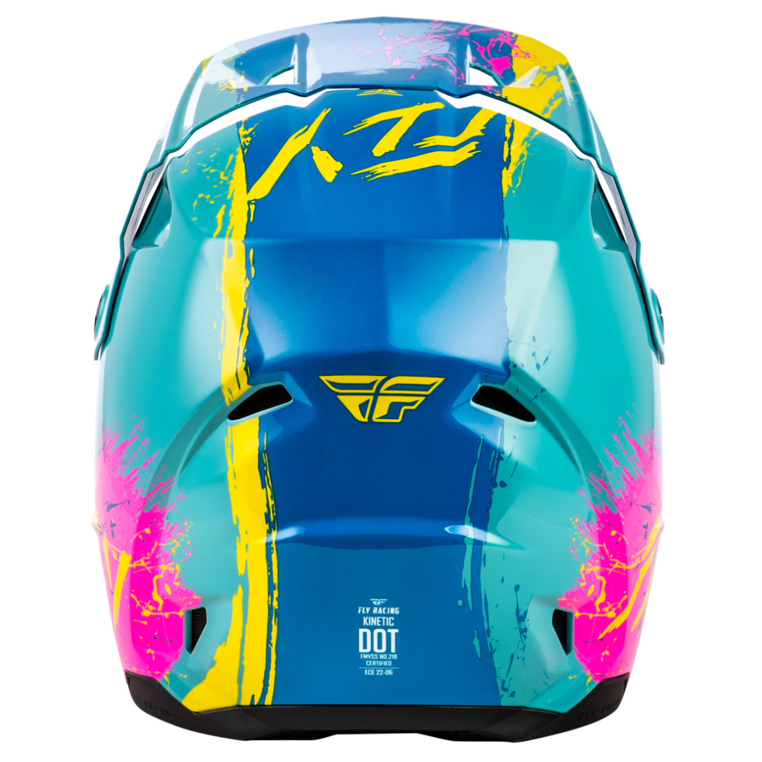 Fly Racing YOUTH Kinetic Drip MX Helmet Turquoise/Pink/Yellow