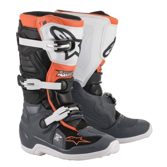 Alpinestars Tech 7s YOUTH Motocross Boots Black/Grey/White/Orange Flo