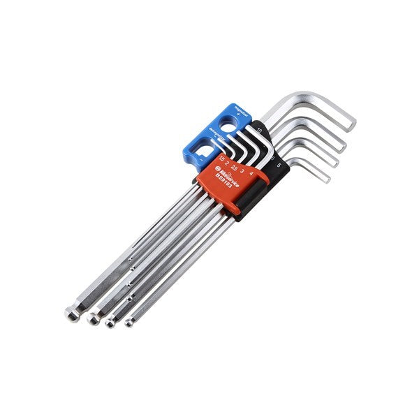 Bikeservice Tools 9pc Magnetic Ball Point Hex Key Set LONG - BS9103