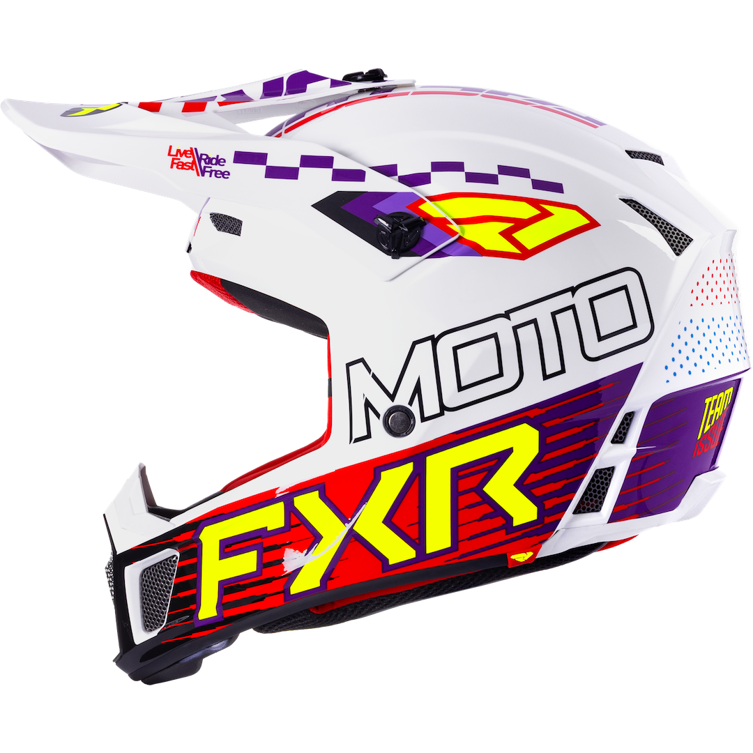 FXR Clutch Race Div MX Helmet 2026 White/Purple/Red