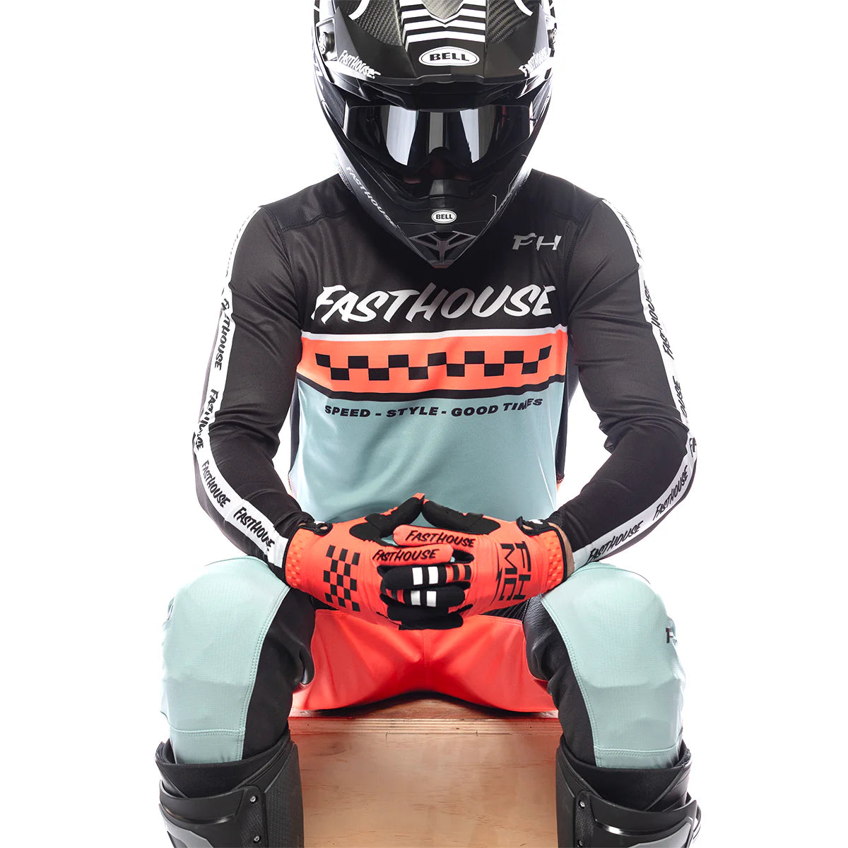 Fasthouse Elrod Formula LS MX Jersey Oceanic Mint/Hyper Coral