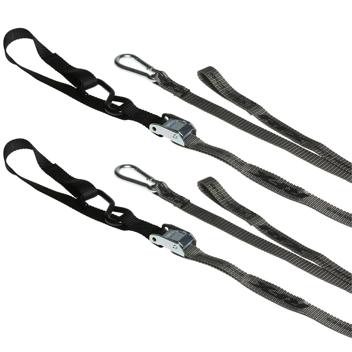 RFX Race Series 1.0 Tie Downs with extra loop and carabiner clip Grey/Black