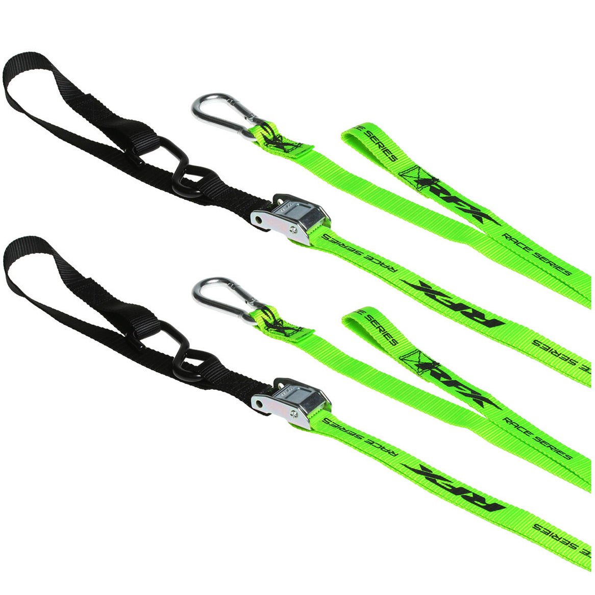 RFX Race Series 1.0 Tie Downs with extra loop and carabiner clip Hi-viz/Black