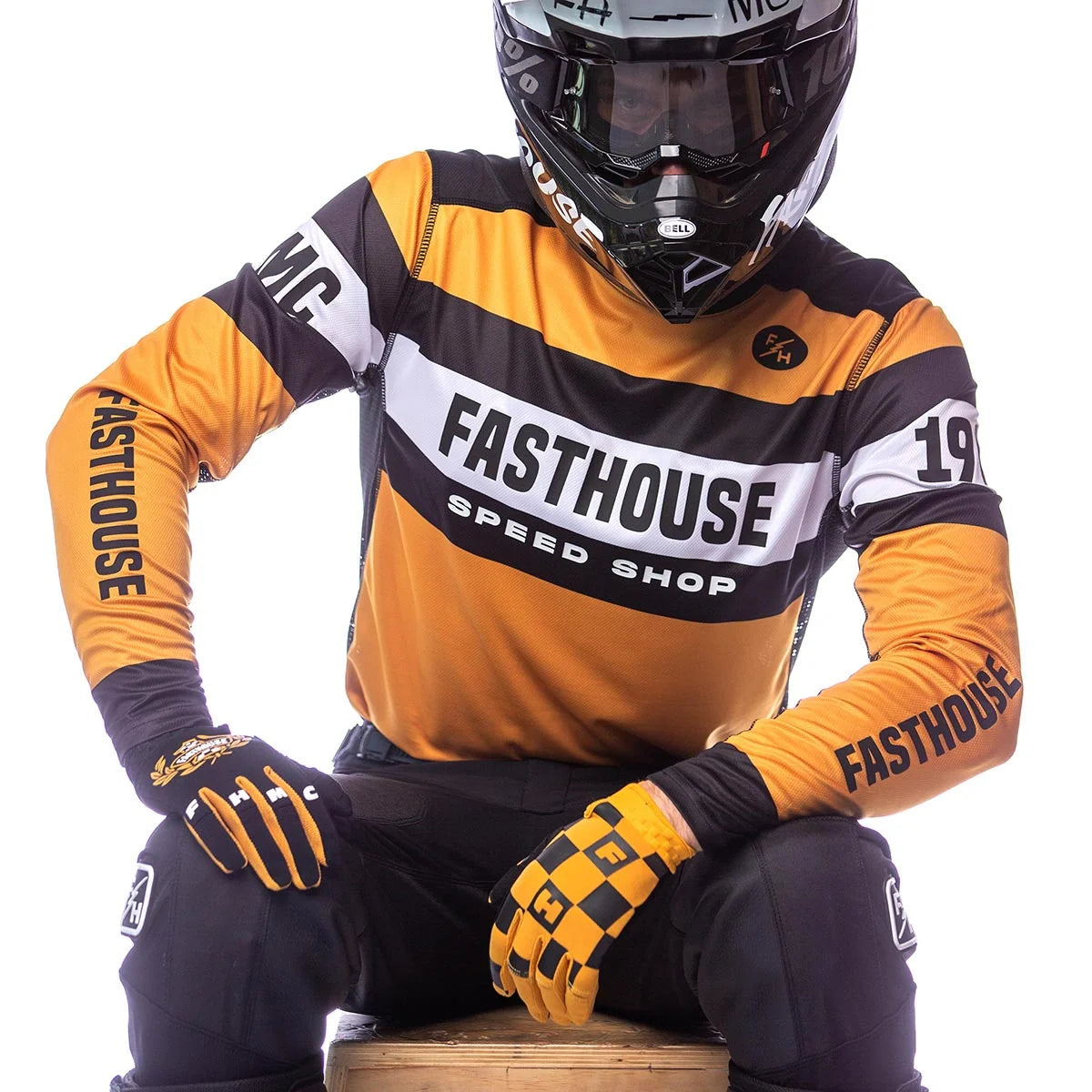 Fasthouse Grindhouse Analogue LS MX Jersey - Vintage Gold/Black