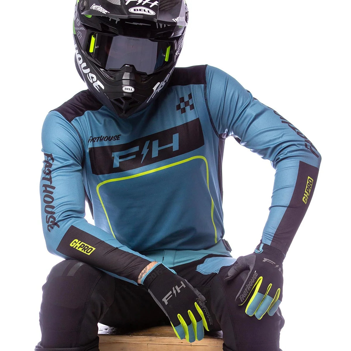 Fasthouse Grindhouse Pro Apex LS MX Jersey - Slate/Flo Green