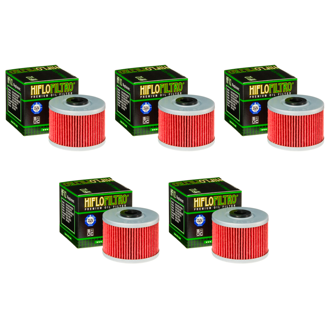 5 x HiFlo HF112 Oil Filter Honda CRF250L 13-16, XR250 90-04, XR400/650 93-16, Kawasaki KXF450 06-15
