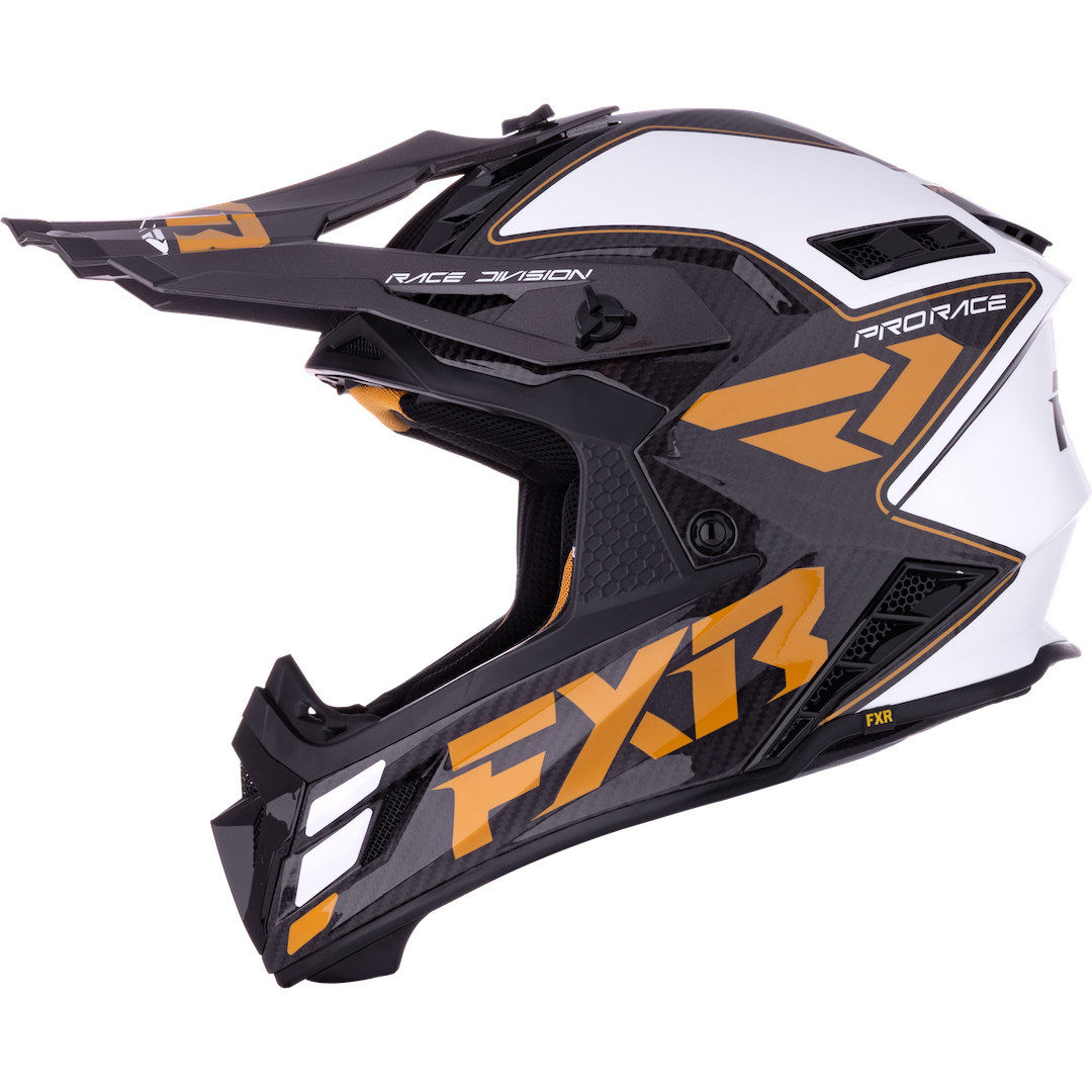 FXR Helium Carbon MX Helmet 2026 Gold/White