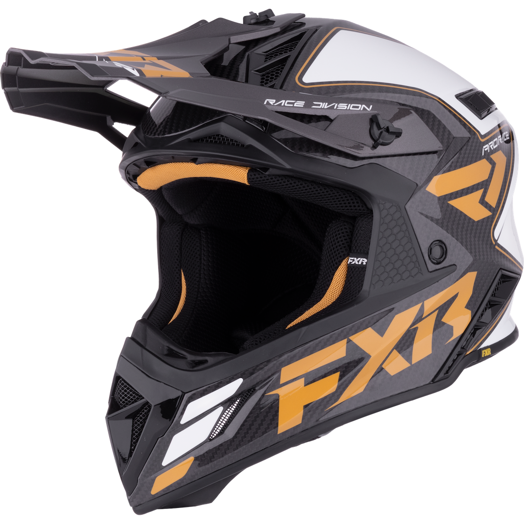 FXR Helium Carbon MX Helmet 2026 Gold/White
