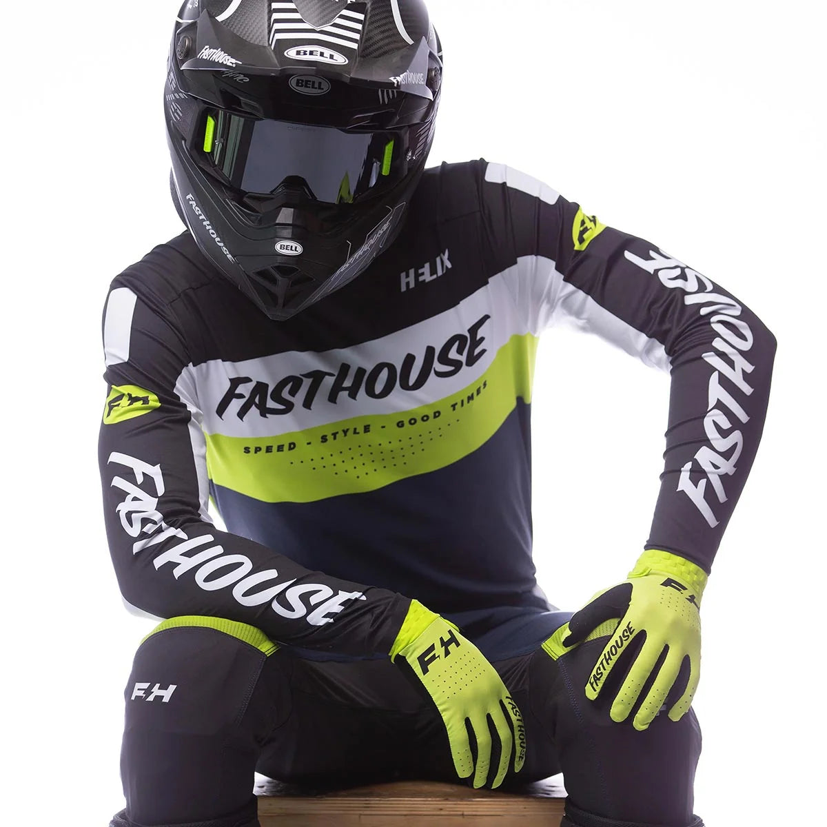 Fasthouse Helix Daytona MX Kit Combo - Black/Flo Green