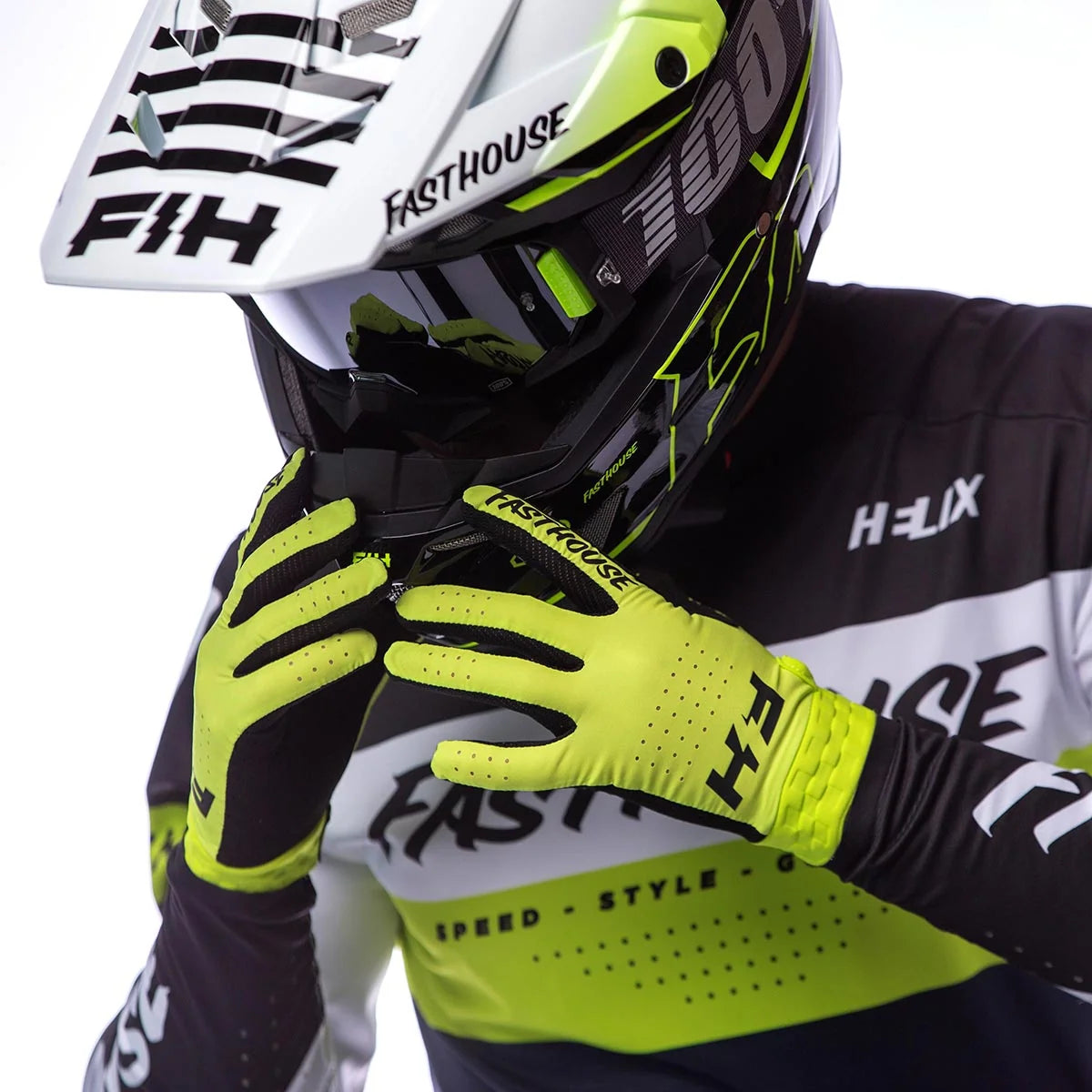 Fasthouse Helix Daytona MX Kit Combo - Black/Flo Green