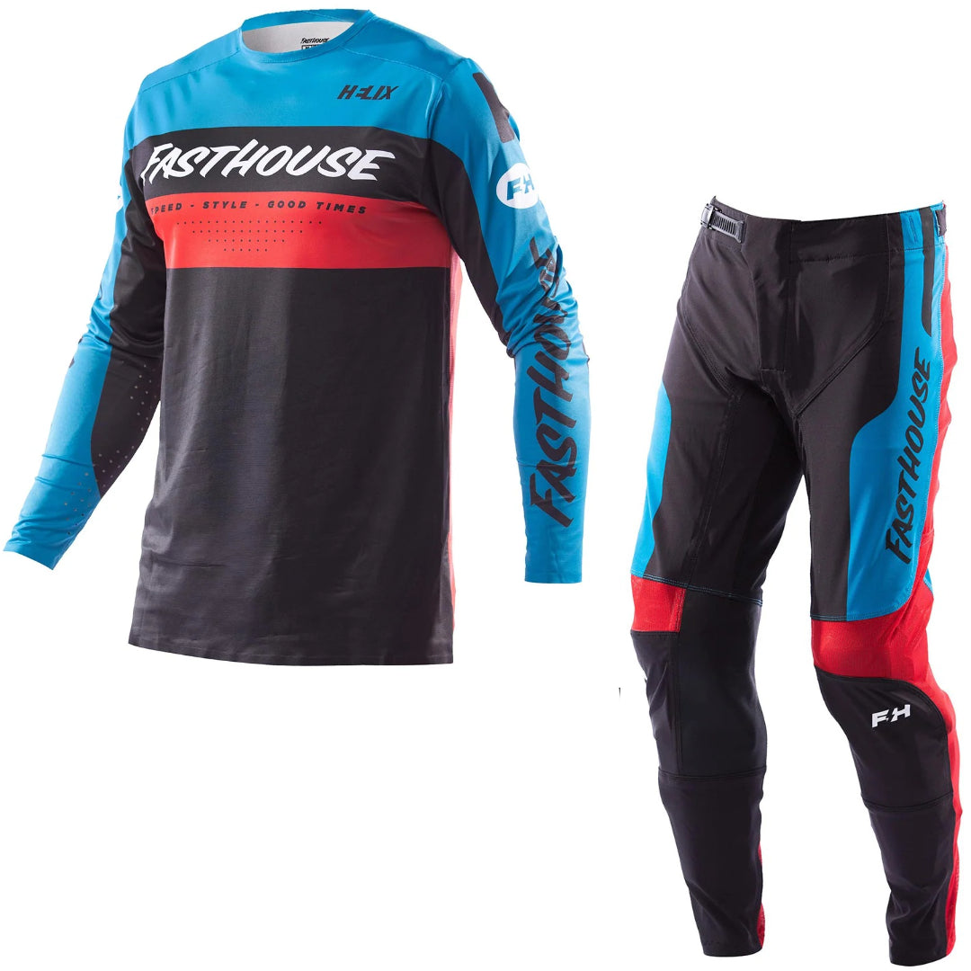 Fasthouse Helix Daytona MX Kit Combo - Electric Blue/Black