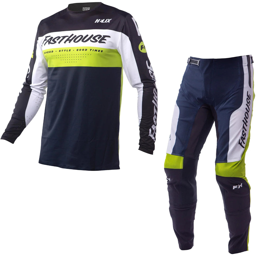Fasthouse Helix Daytona MX Kit Combo - Black/Flo Green