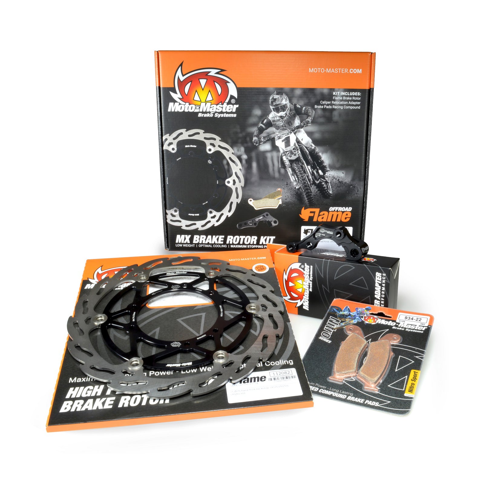 Moto-Master Brake Disc Kit - Floating 270mm Honda CR125/250 04-07, CRF250R 04-14, CRF450R 04-14 (Disc/Adapter/Pads)