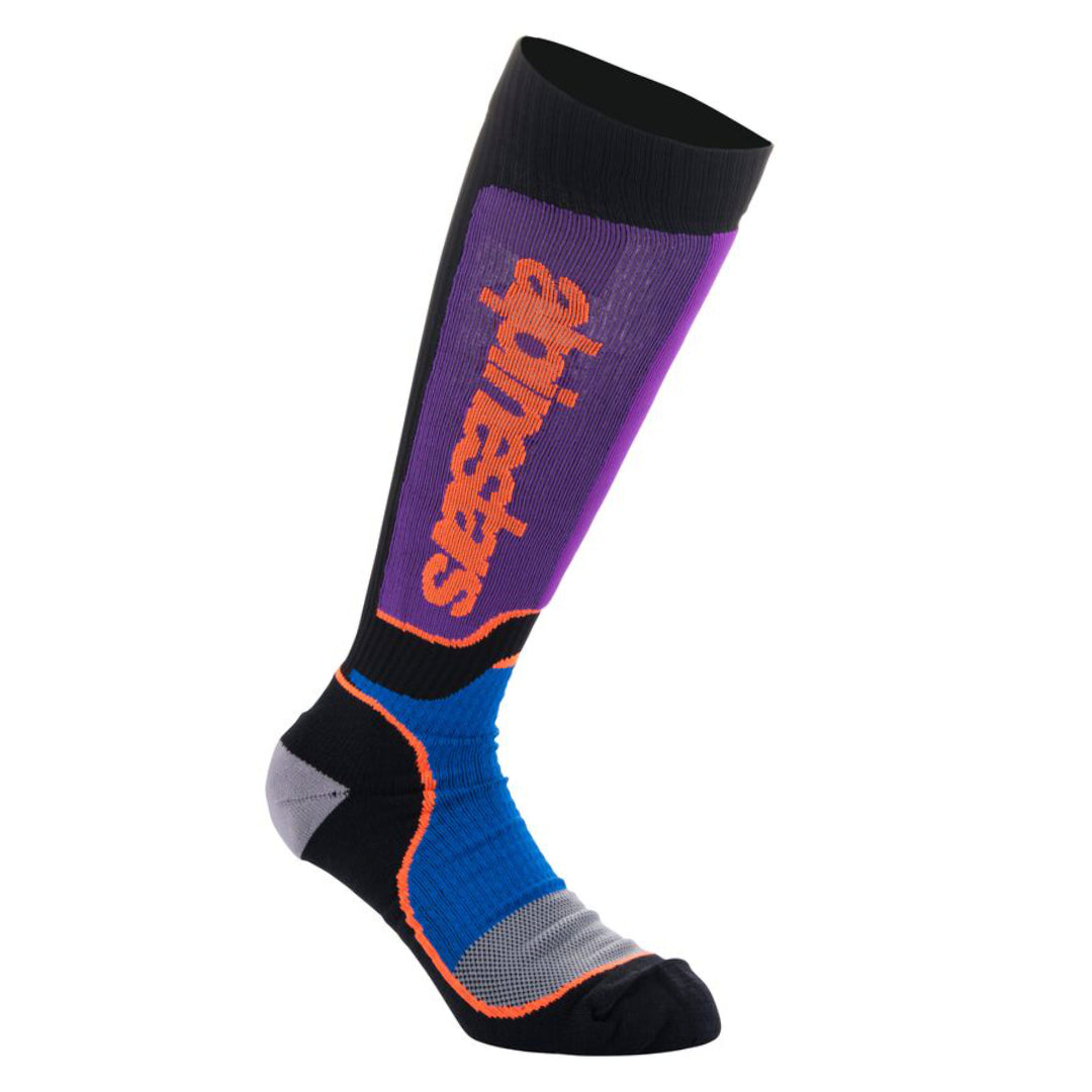 Alpinestars YOUTH MX PLUS Socks Black/Royal Blue/Purple