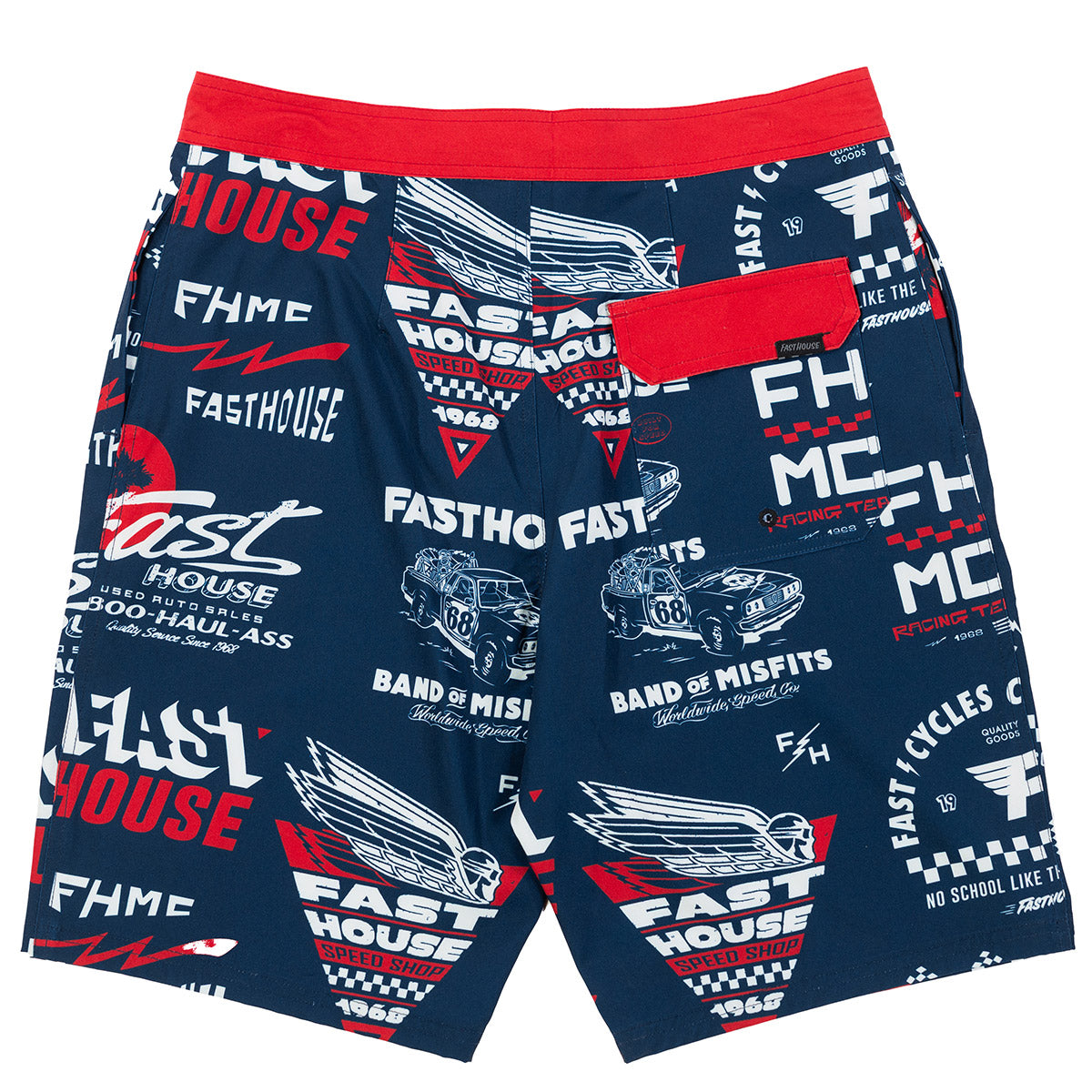 Fasthouse Medly 21" Board Shorts - Navy/Red