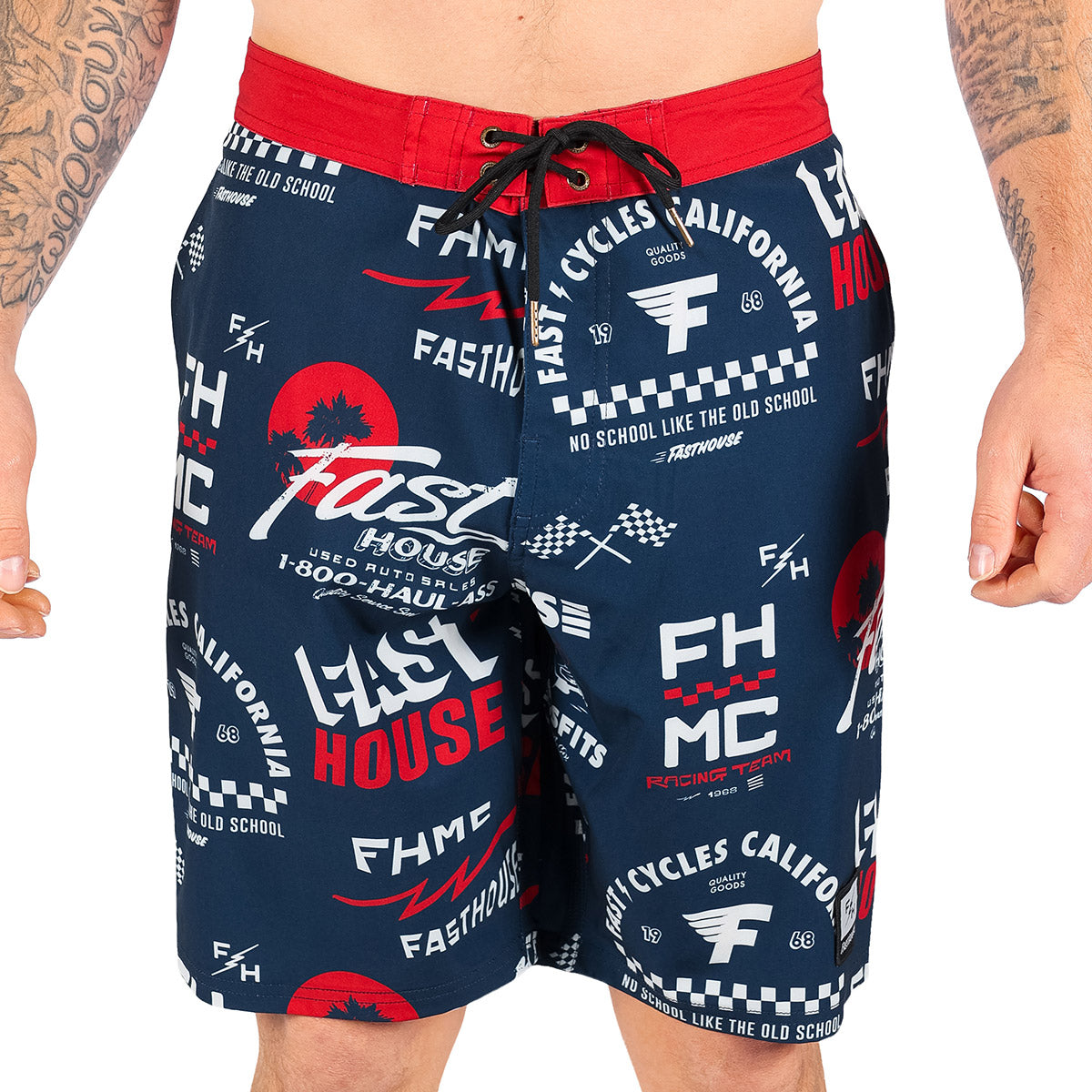 Fasthouse Medly 21" Board Shorts - Navy/Red