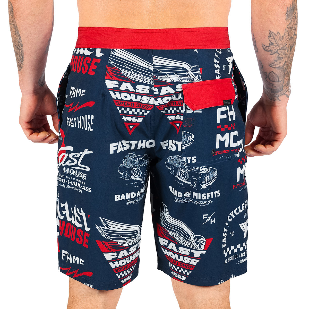 Fasthouse Medly 21" Board Shorts - Navy/Red