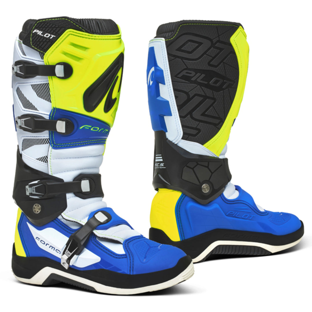 Forma Pilot MX Boots Flo Yellow/White/Blue