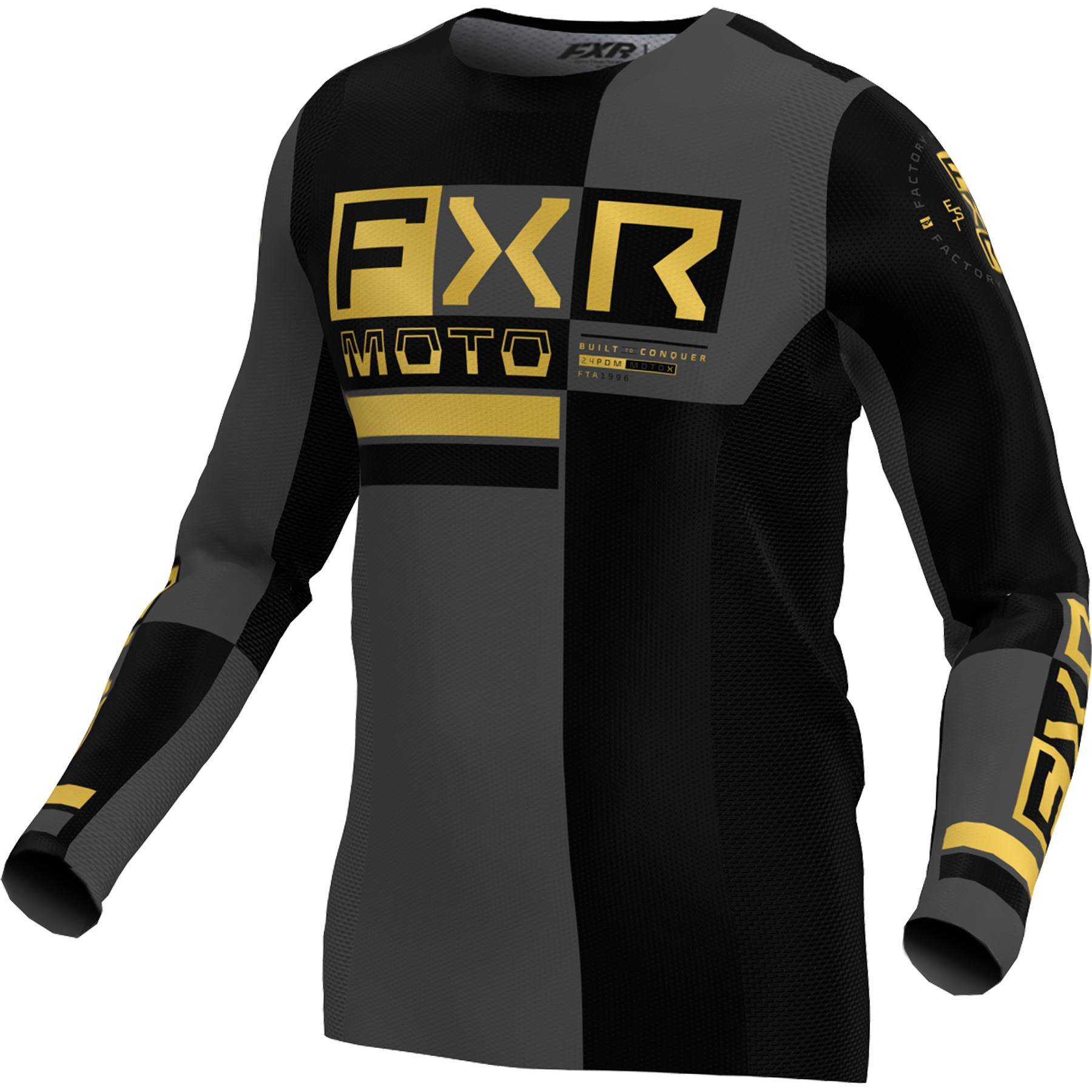 FXR Podium Pro Battalion MX Jersey 2024.5 Black/Charcoal/Gold