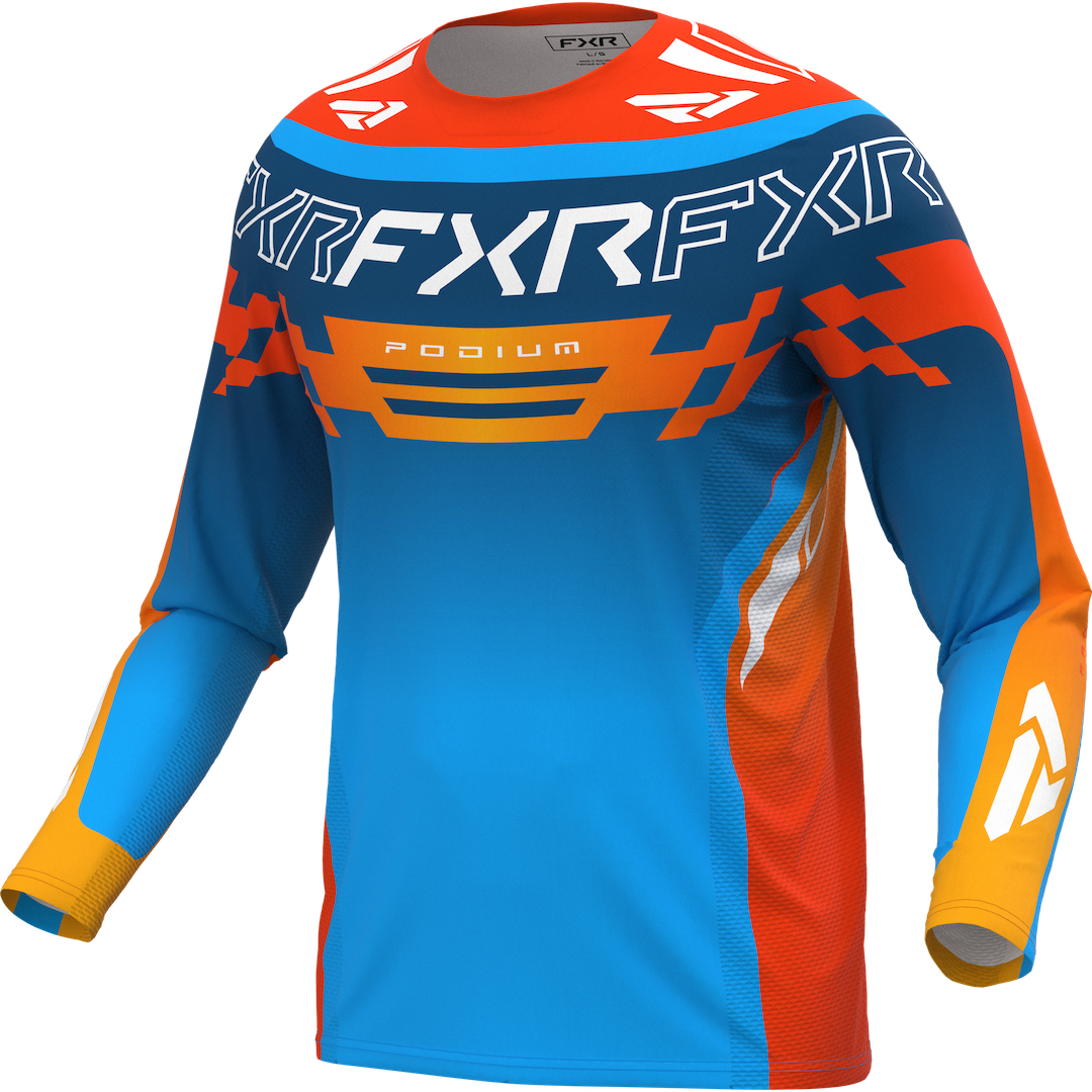 FXR Podium Swerve MX Jersey 2027 Slate/Sky/Nuke