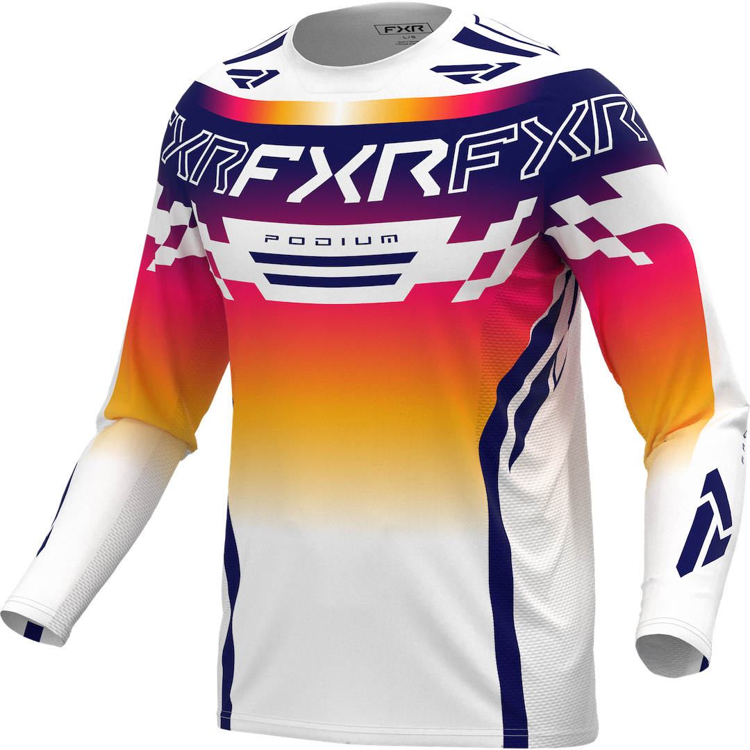 FXR Podium Swerve MX Jersey 2027 White/Navy/Razz