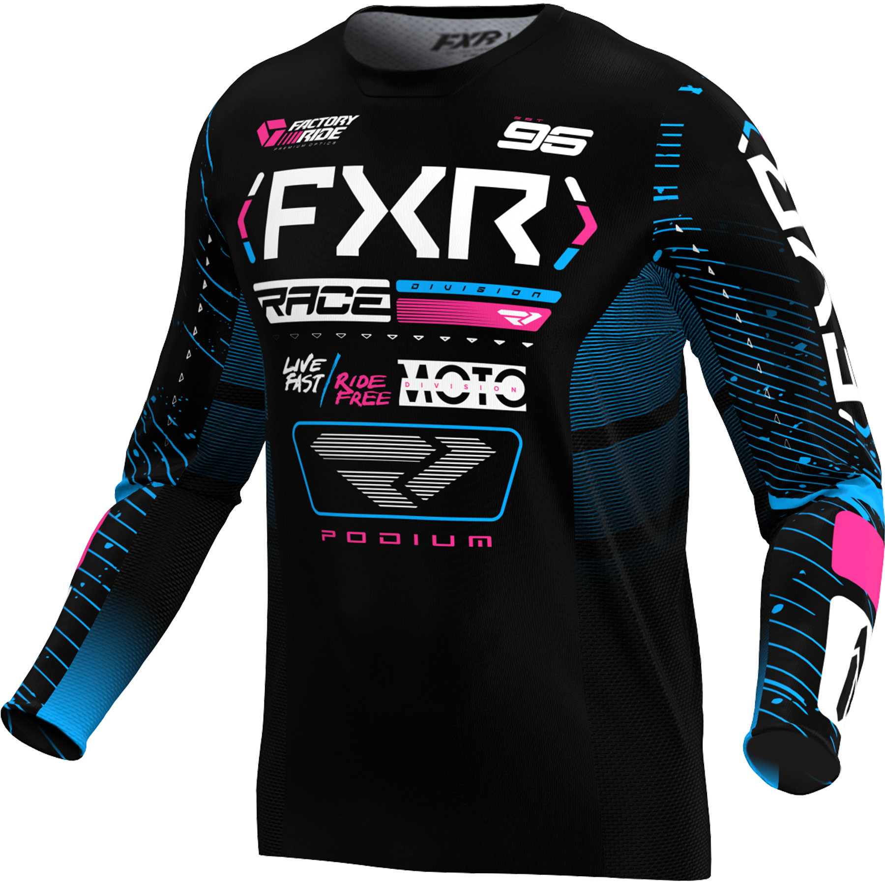 FXR Podium 2025 MX Kit Combo Black/Cyan/Pink