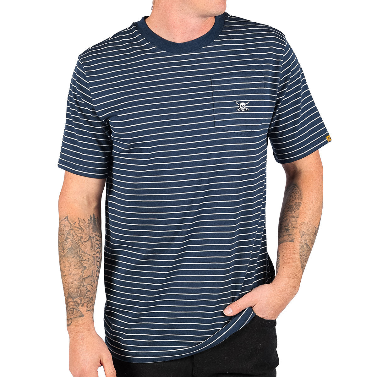 Fasthouse Rufus Yarn Dye Tee - Navy/White