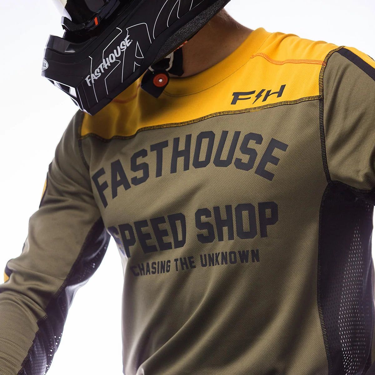 Fasthouse Sanguaro Petrol LS MX Jersey - Olive/Vintage Gold