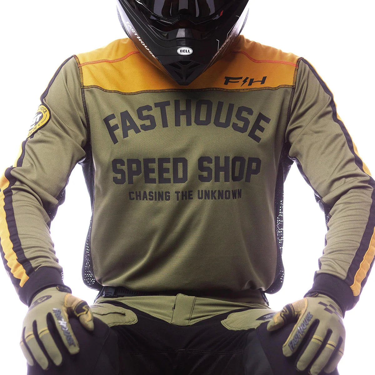 Fasthouse Sanguaro Petrol LS MX Jersey - Olive/Vintage Gold