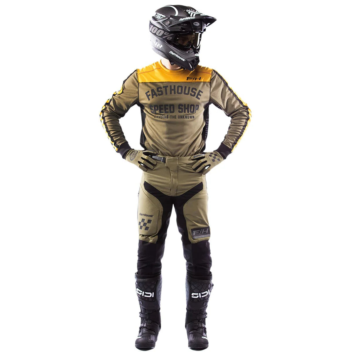 Fasthouse Sanguaro Petrol LS MX Jersey - Olive/Vintage Gold