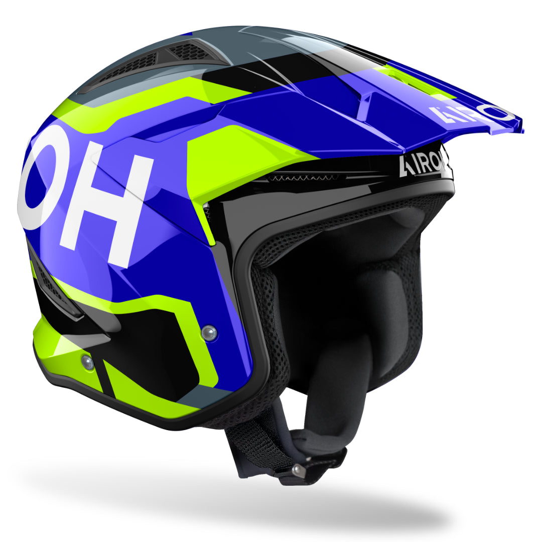 Airoh TRR II Jupiter Trials Helmet Blue/Yellow Gloss