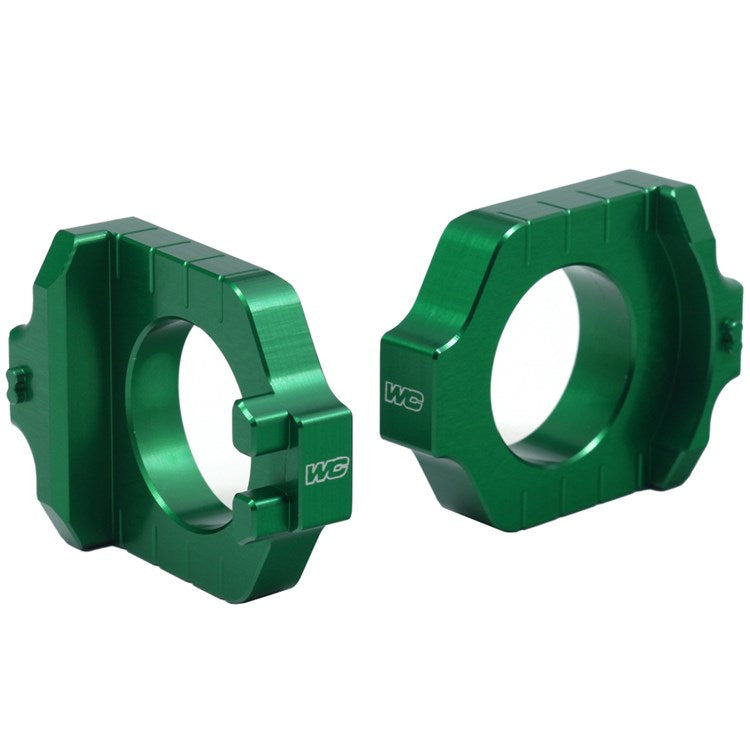 Works Connection Axle Block Kit Elite KAWASAKI KX125 03-05, KX250 03-07, KX250F 04-25, KX450F 06-25 Green