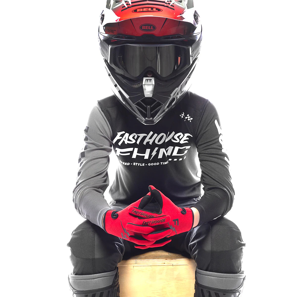 Fasthouse Youth Carbon Method MX Kit Combo Black/Grey