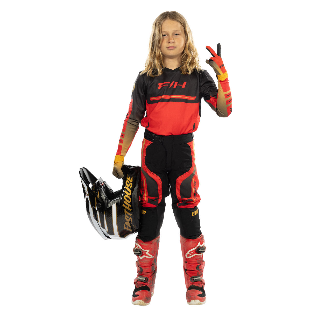 Fasthouse Vapor React Youth MX Glove - Racing Red/Black