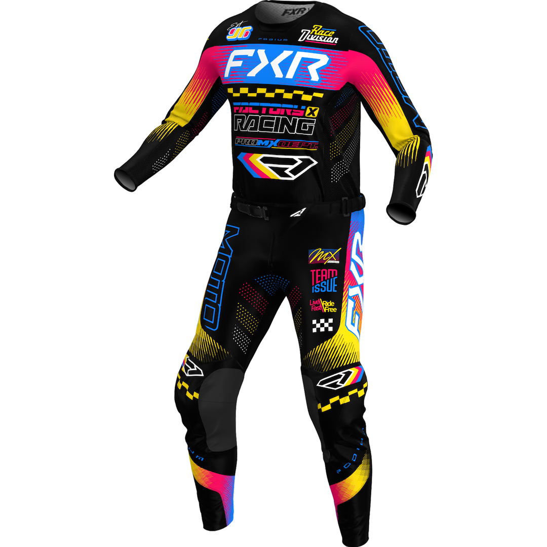 FXR YOUTH Podium Gladiator 2026 MX Kit Combo Black/Blue/Razz