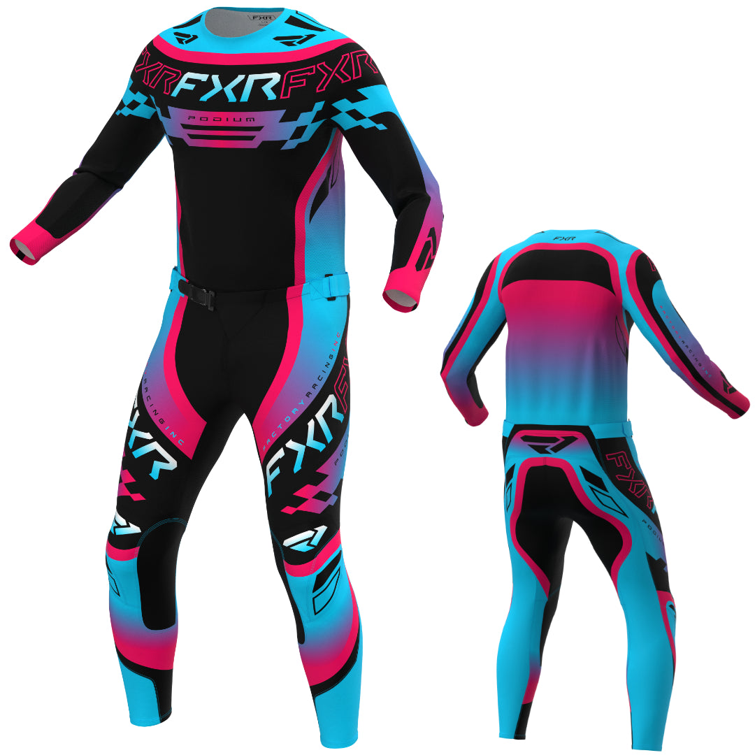 FXR YOUTH Podium Swerve 2027 MX Kit Combo Black/Razz/Sky