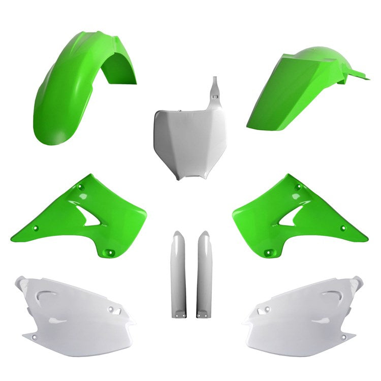 Polisport Plastic Kit KAWASAKI KX 125-250 2003 Green/White Inc Fork Guards