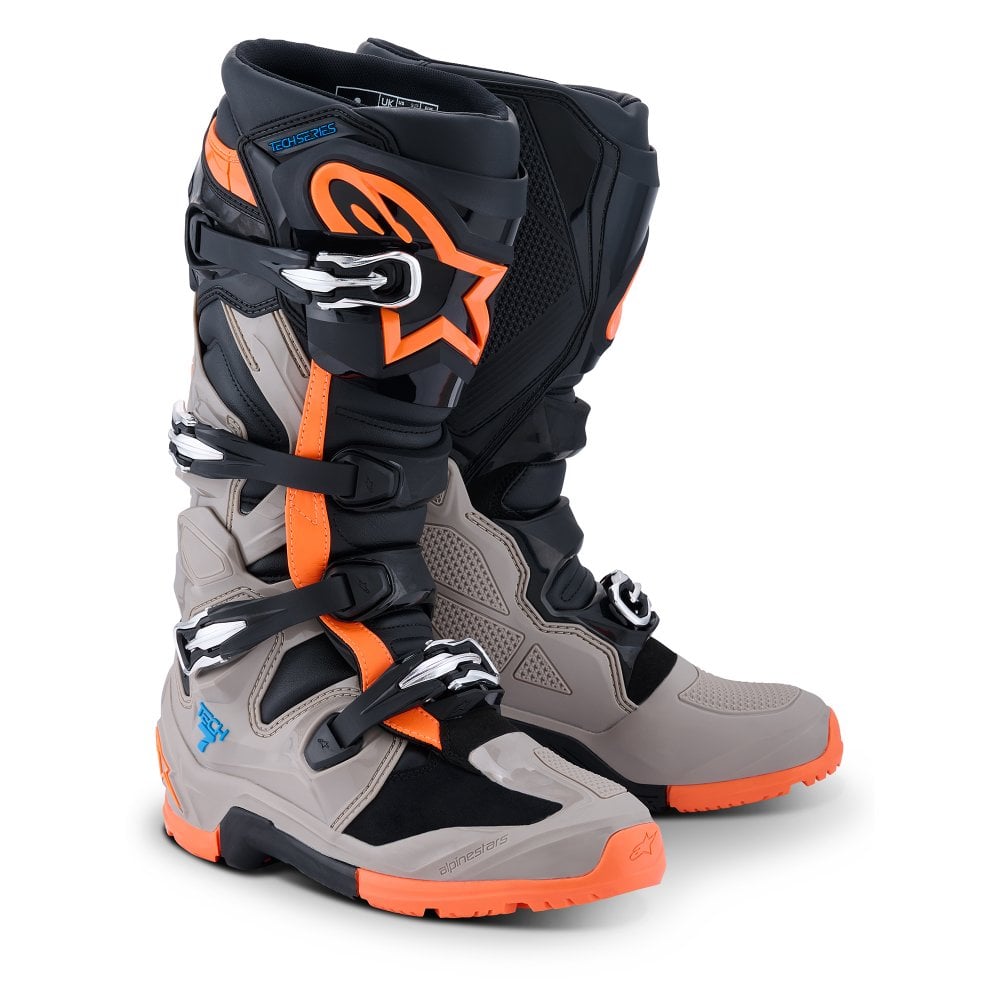Alpinestars Tech 7 Enduro Boots Black/Warm Grey/Orange Fluo
