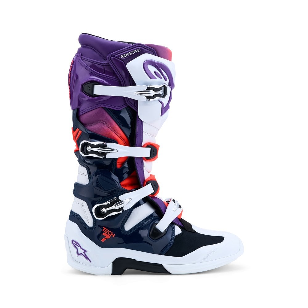 Alpinestars Tech 7 Motocross Boots Purple/White/Dark Blue/Red Fluo