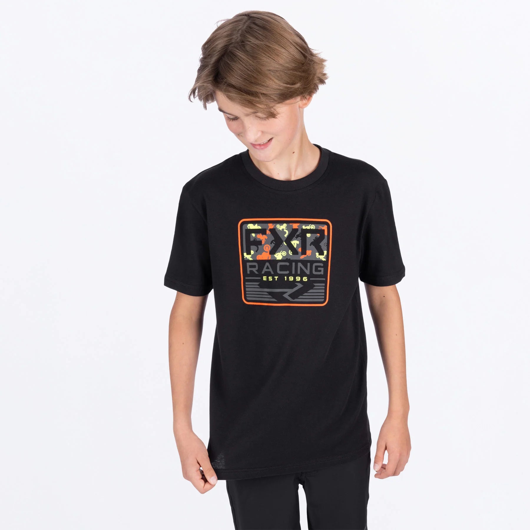 FXR YOUTH Emblem Premium T-Shirt Black/Dirtbike