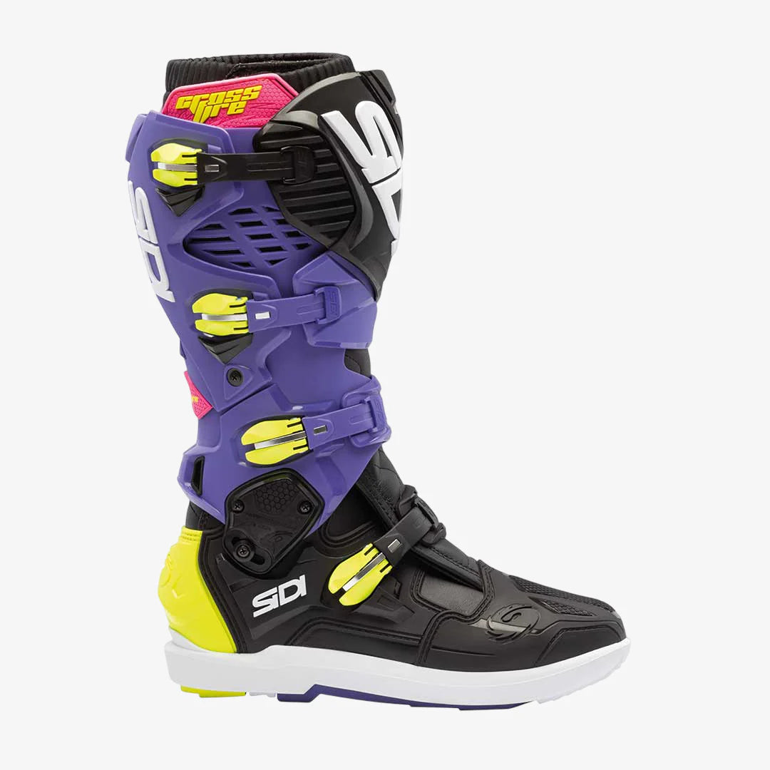 Sidi Crossfire 3 SRS CE Boots Violet/Black/Fluo Yellow