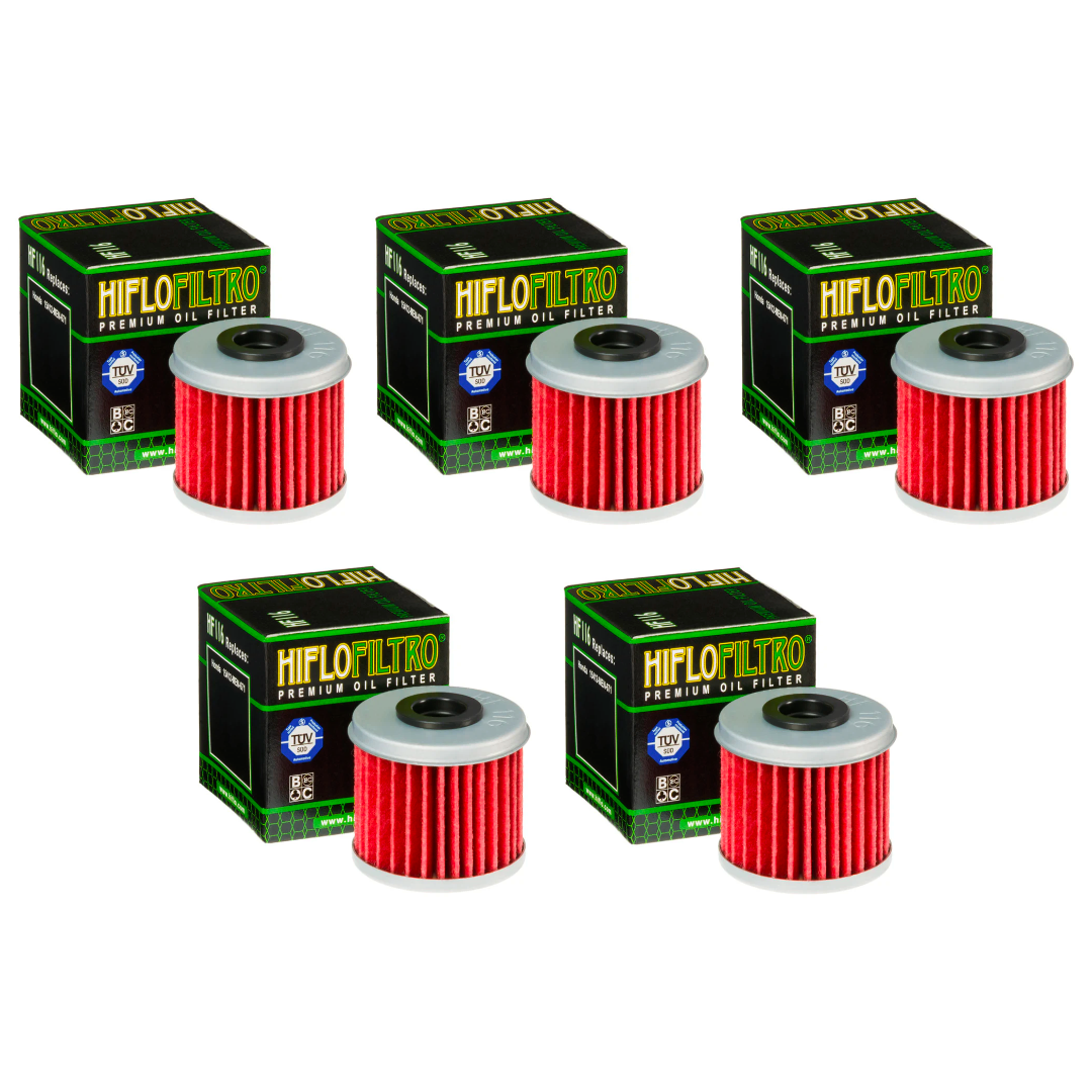 5 x HiFlo HF116 Oil Filter Honda CRF150 07-24, CRF250/450 R/X 02-24, Husqvarna TC/TE250 09-13