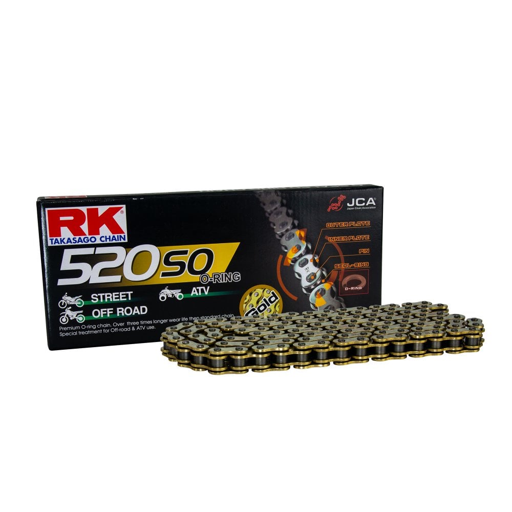 RK 520 SO Gold O-Ring Clip Link Chain 118 Links