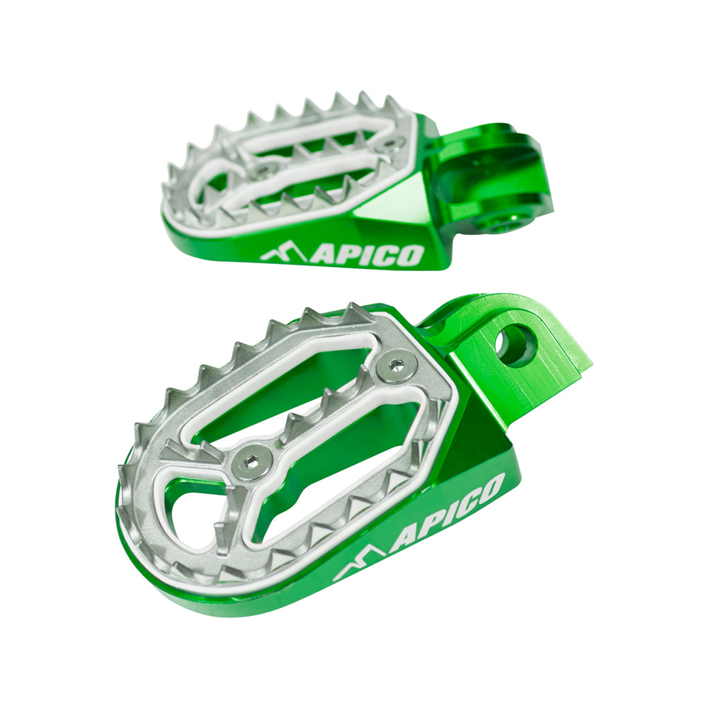 Apico Pro-Bite Foot Pegs KAWASAKI KX65 00-23, KX85-112 01-23 Green