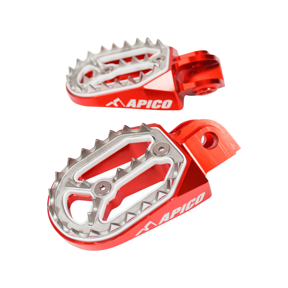 Apico Pro-Bite Foot Pegs HONDA CR125-250 02-07, CRF150R 07-23, CRF250R/X/RX 04-25, CRF450R/X/RX 02-25 Red