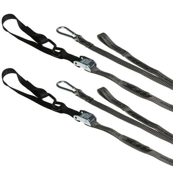 RFX Tie Downs Grey/Black with extra loop and carabiner clip